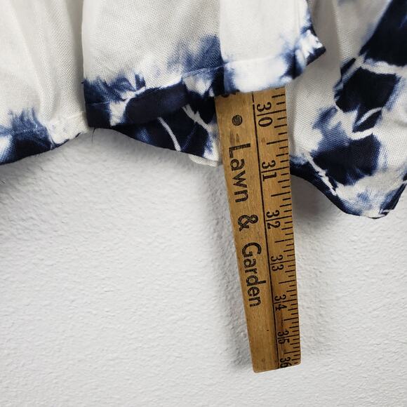 Style Envy Women's S/M Open Front Kaftan Swimsuit Cover Up Blue White Tie Dye - Picture 4 of 8